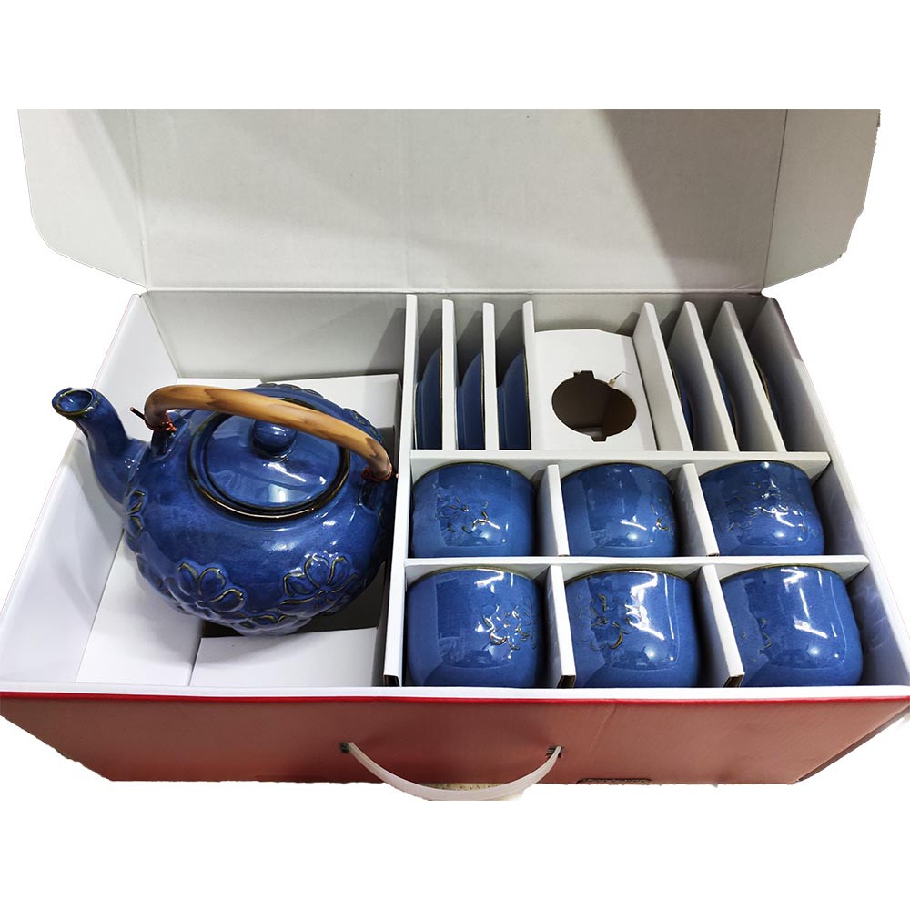 Blossom Tea Set_ Bộ ấm chén Trà Xanh Copal Họa Tiết Hoa Nổi Dong Hwa