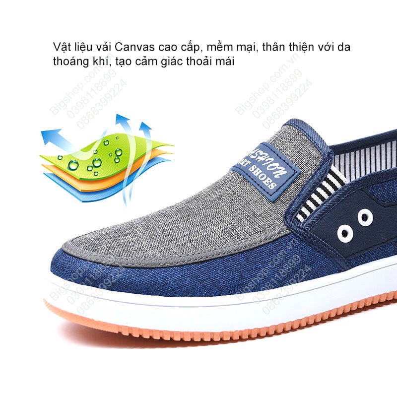 Giày lười vải nam mẫu mới, cao cấp, vải canvas êm thoáng khí và rất bền | BigBuy360 - bigbuy360.vn