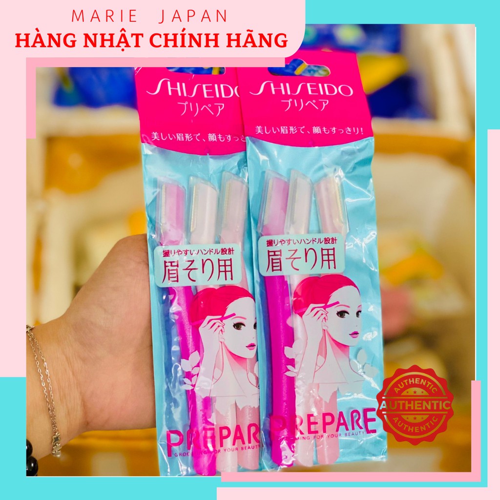 Set 3 dao cạo lông mày Shiseido Prepare Nhật Bản