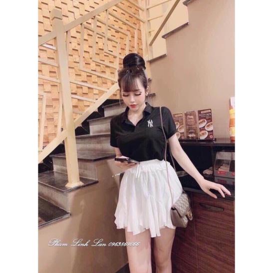 ÁO POLO CHỮ NYI CỔ BẺ 2 MÀU ĐEN TRẮNG