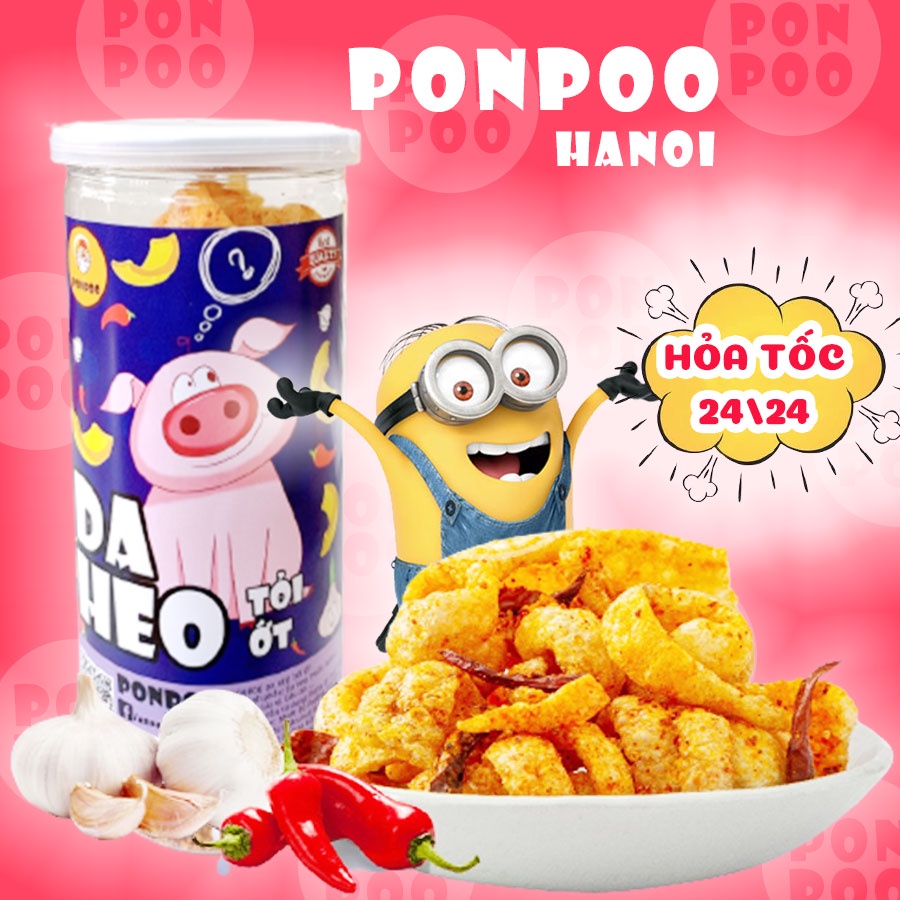 Da Heo Cháy Tỏi Ớt Chiên Giòn Đồ Ăn Vặt Thượng Hạng PONPOO 150g