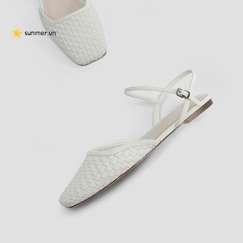 Giày Sandal Đế Bằng Mũi Vuông Thiết Kế Rỗng Thoải Mái Phong Cách Mới Mùa Hè Dành Cho Nữ
