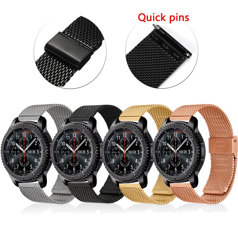 Dây đeo bằng thép không gỉ Milanese cho Samsung Gear S3 Classic Frontier Galaxy Watch 3 45mm Galaxy Watch 46mm