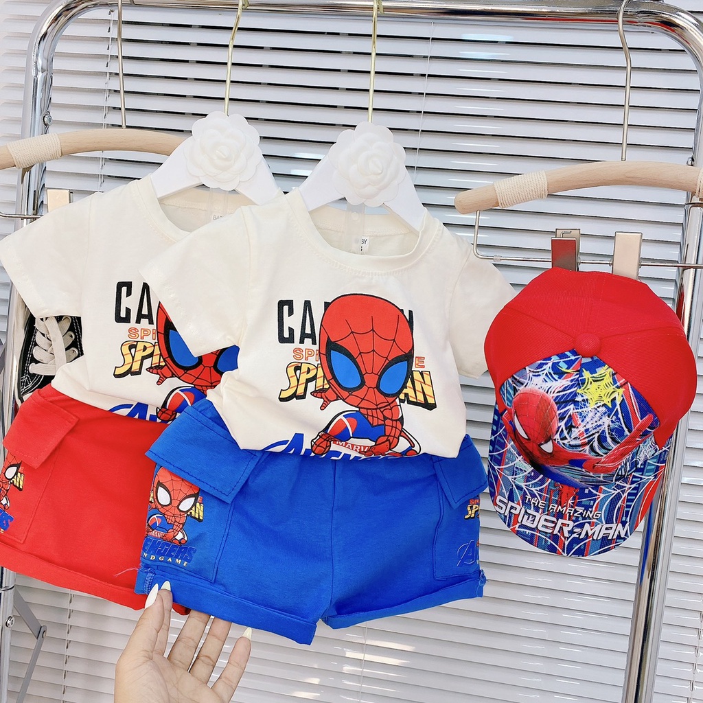 Bộ quần áo siêu nhân nhện cho bé bộ siêu nhân nhện cho bé trai 8-18kg Củ khoai tây shop chất cotton thoáng mát