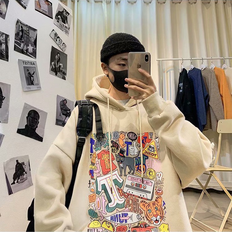 Áo Hoodie Nam Nữ phong cách Harajuku cá tính chất nỉ trần bông từ 50-75kg