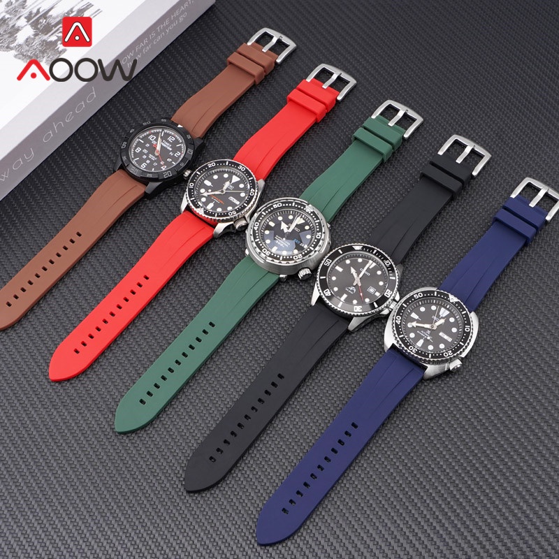 Dây Đeo Đồng Hồ Thể Thao Bằng Silicone Chống Thấm Nước Khóa Inox 22mm