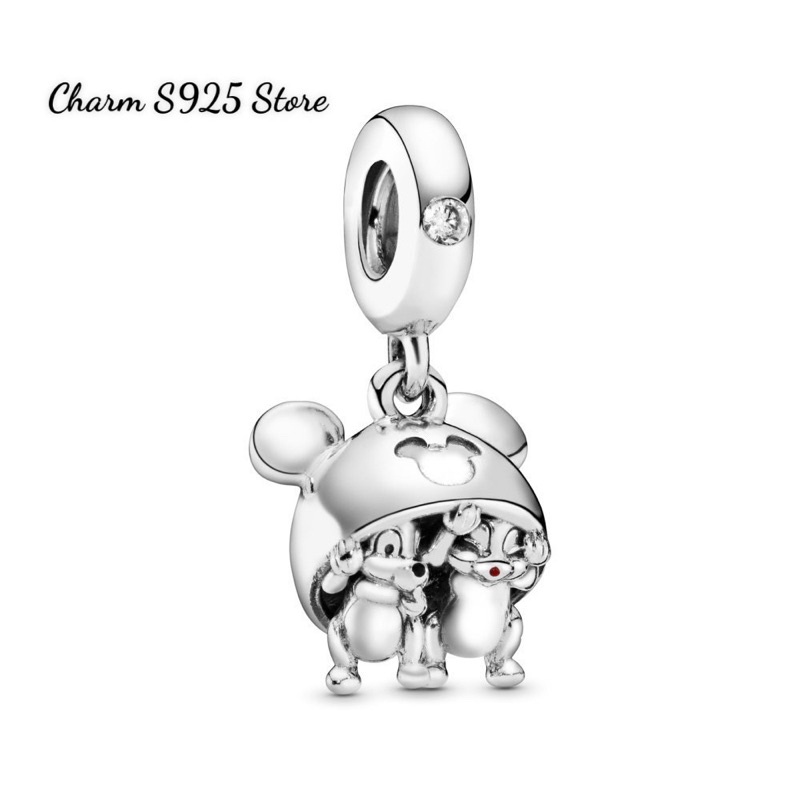 charm pan treo đôi chuột disney bạc s925 cao cấp