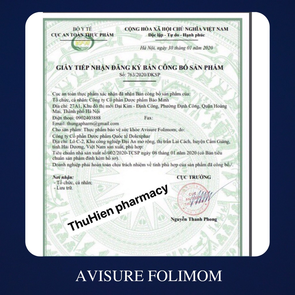 Folimom Avisure -Bổ sung Myo-inositol và các dưỡng chất cho phụ nữ trong giai đoạn trước khi mang thai và đang mang thai