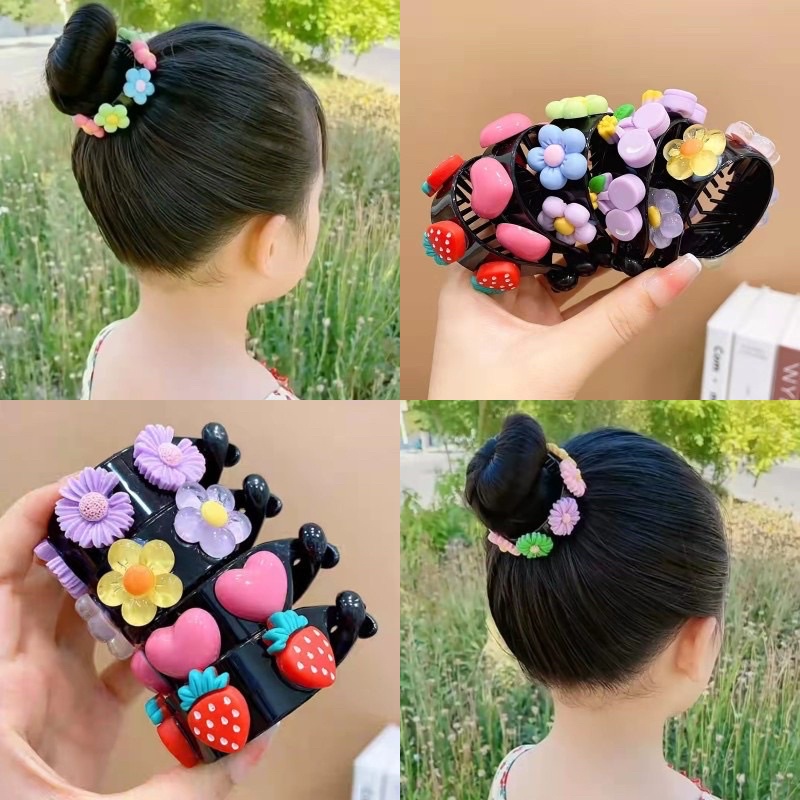 Kẹp tóc đuôi ngựa đính charm cho bé gái phong cách hàn quốc