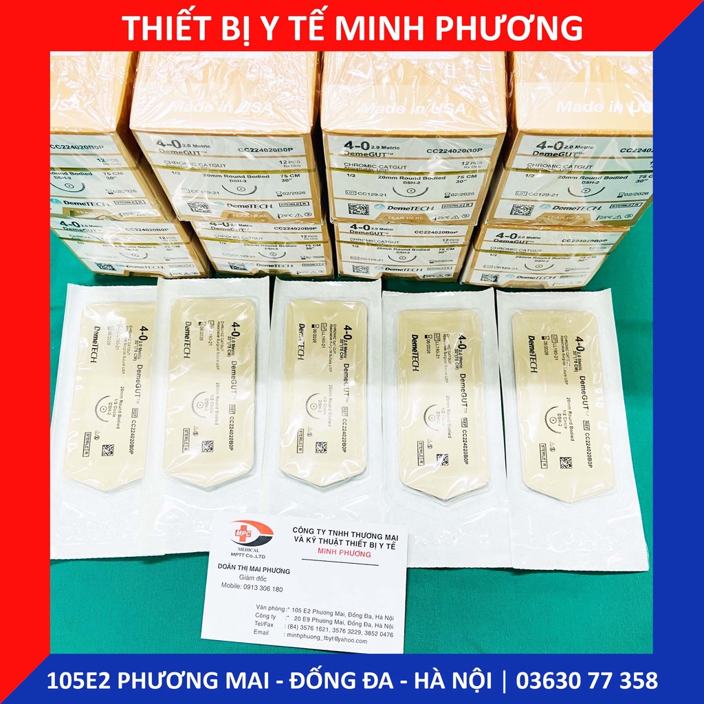 [ĐẠI LÝ PHÂN PHỐI] Bán lẻ chỉ khâu DEMEGUT DEMETECH Catgut Chromic không tiêu dùng trong phẫu thuật số 4/0