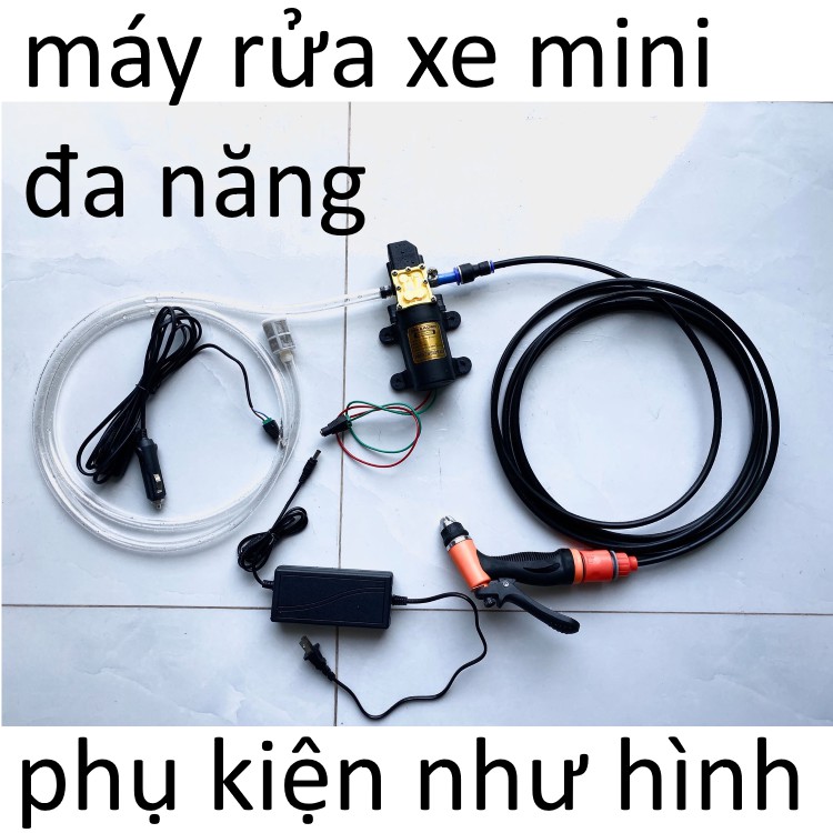 bộ máy rửa xe tăng áp đa năng 12v