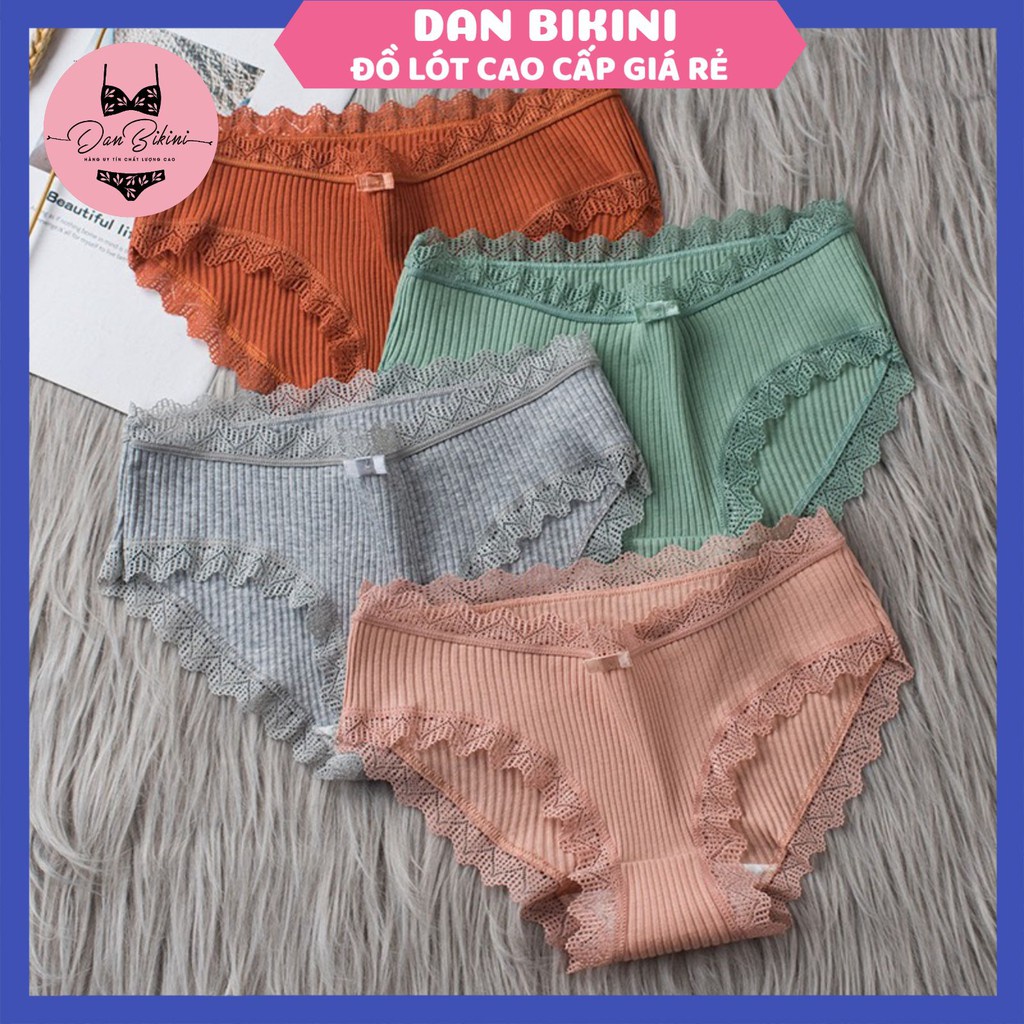 Quần Lót Nữ Cotton viền ren gân tăm kháng khuẩn hoạ tiết viền ren sexy điệu đà dan bikini Mẫu 1735