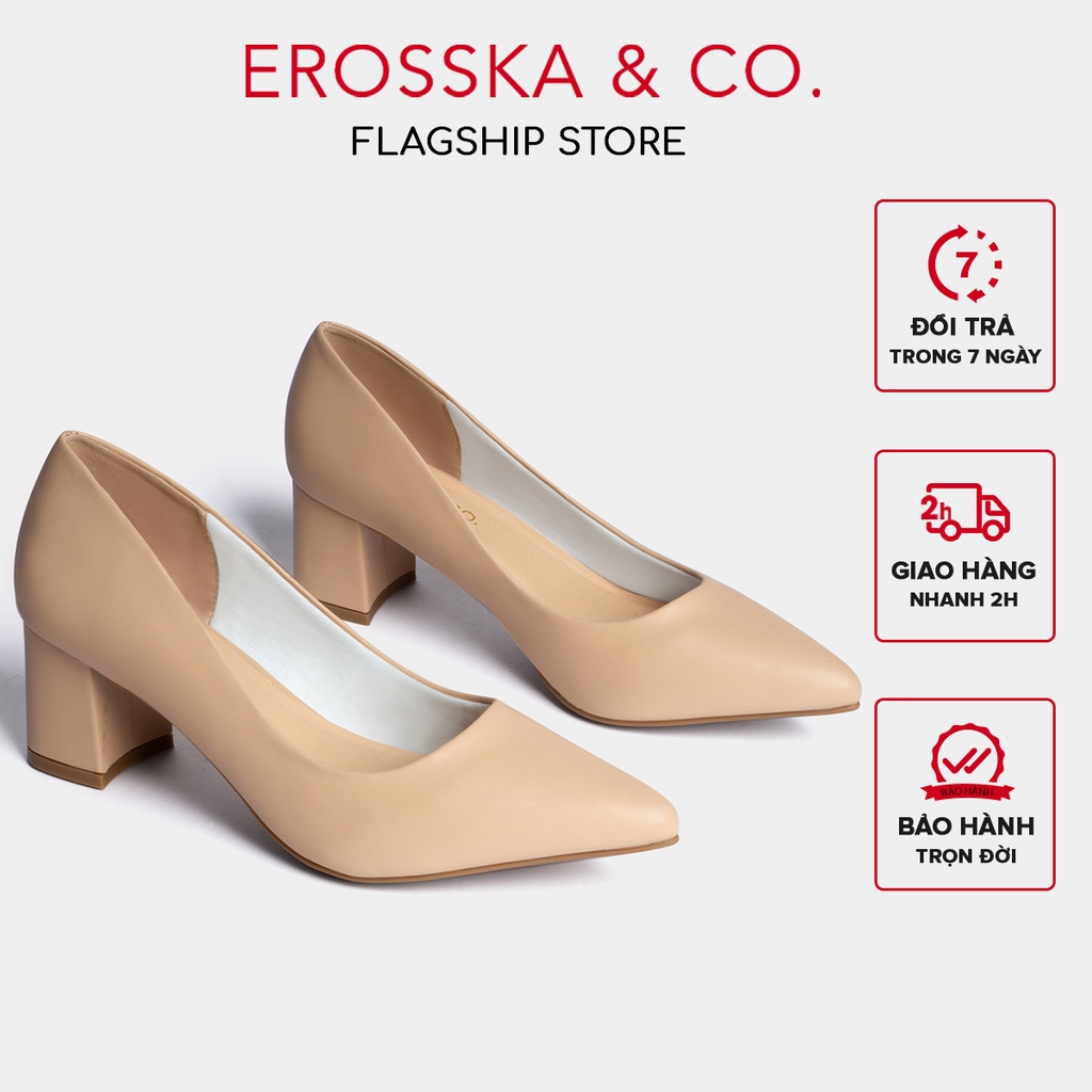 Giày cao gót Erosska mũi nhọn kiểu dáng cơ bản cao 5cm màu kem _ thumbnail