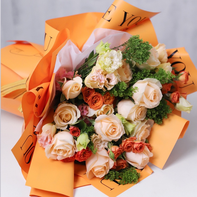 Cuộn Giấy 55*55cm Họa Tiết Hoa Lãng Mạn Dùng Để Gói Quà