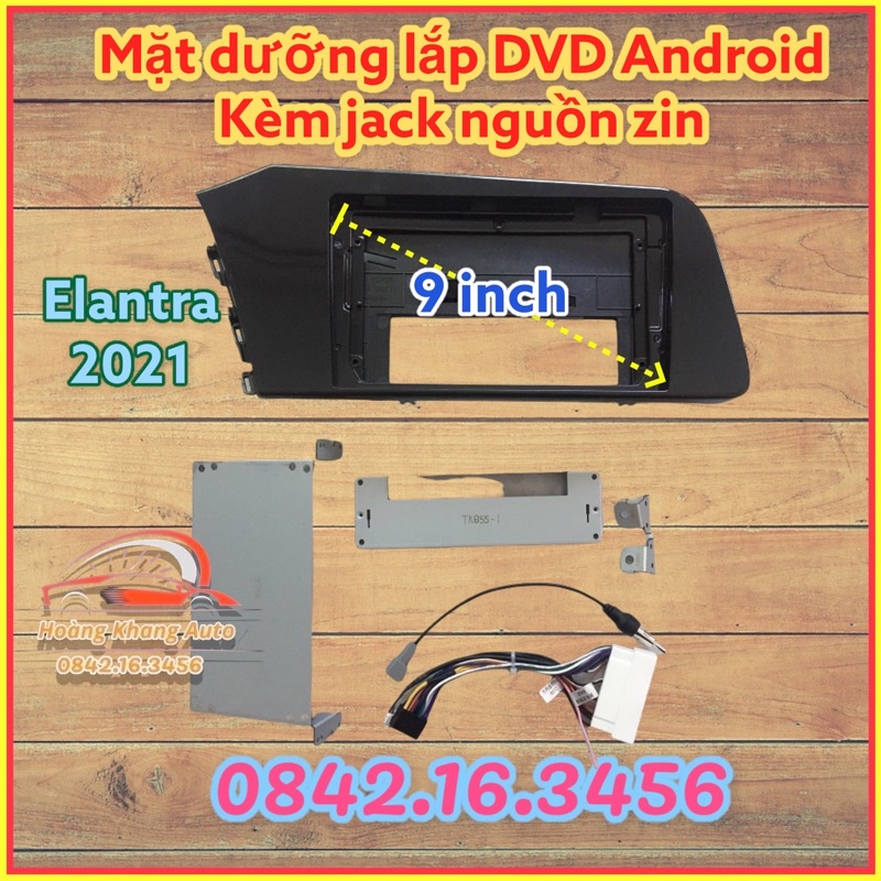 Mặt Dưỡng Elantra 2019 - 2021, 9 inch kèm jack nguồn zin theo xe