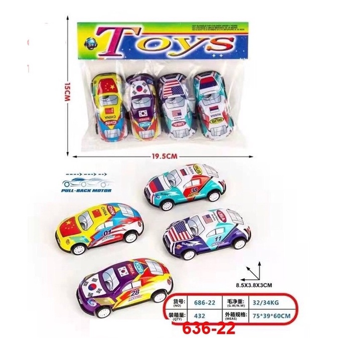 Sale !!! Sét 4 xe ô tô đồ chơi nhựa cứng chạy đà cót in hình lá cờ cho bé (SP002231)  shop phúc yến