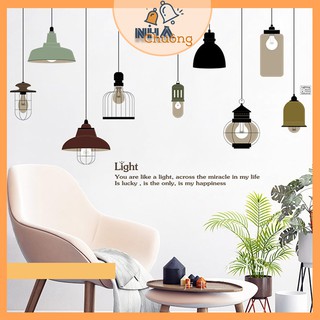 Tranh dán trang trí tường, decal dán tường phòng ngủ phong cách Hàn Quốc (C20: Đèn nâu)