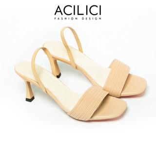 Giày sandal  ACILICI quai mãnh, giày cao gót thời trang đế xuồng gót cao 7p chuẩn size màu kem_TC09