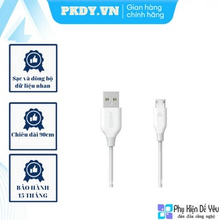 Cáp Micro USB Anker PowerLine 90cm màu trắng [PHÂN PHỐI CHÍNH HÃNG]