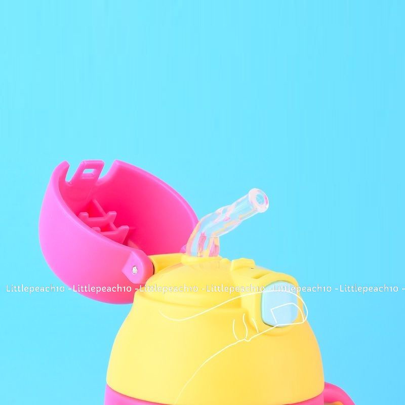 Bình nước Disney 2IN1 có ống hút, 2 tay cầm và đeo chéo hình Minnie Car Mcqueen 350ml cho bé GX5852