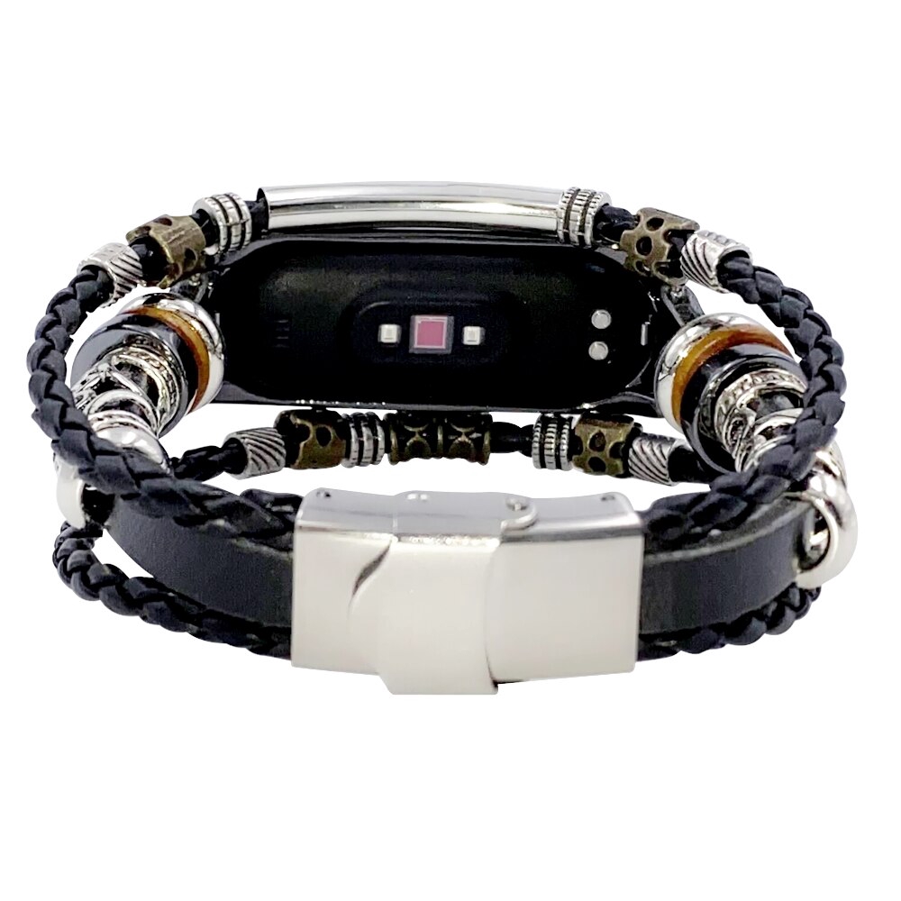 Dây Đeo Bằng Da Phong Cách Retro Cho Đồng Hồ Thông Minh Xiaomi Mi Band 4 5 6 7