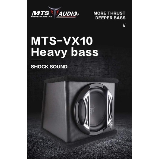 Sub hơi MTS VX10 sẵn âm ly thương hiệu Italia, kích thước 10inch, công suất 250w đặt cốp xe ô tô, xe hơi, BH 1 năm