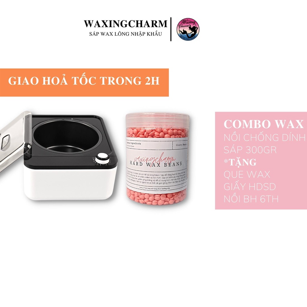 Combo Máy Nấu Sáp Chống Dính và 300gr Sáp Wax Lông Nóng Hard Wax Beans Dành Cho Nách, Body, Bikini