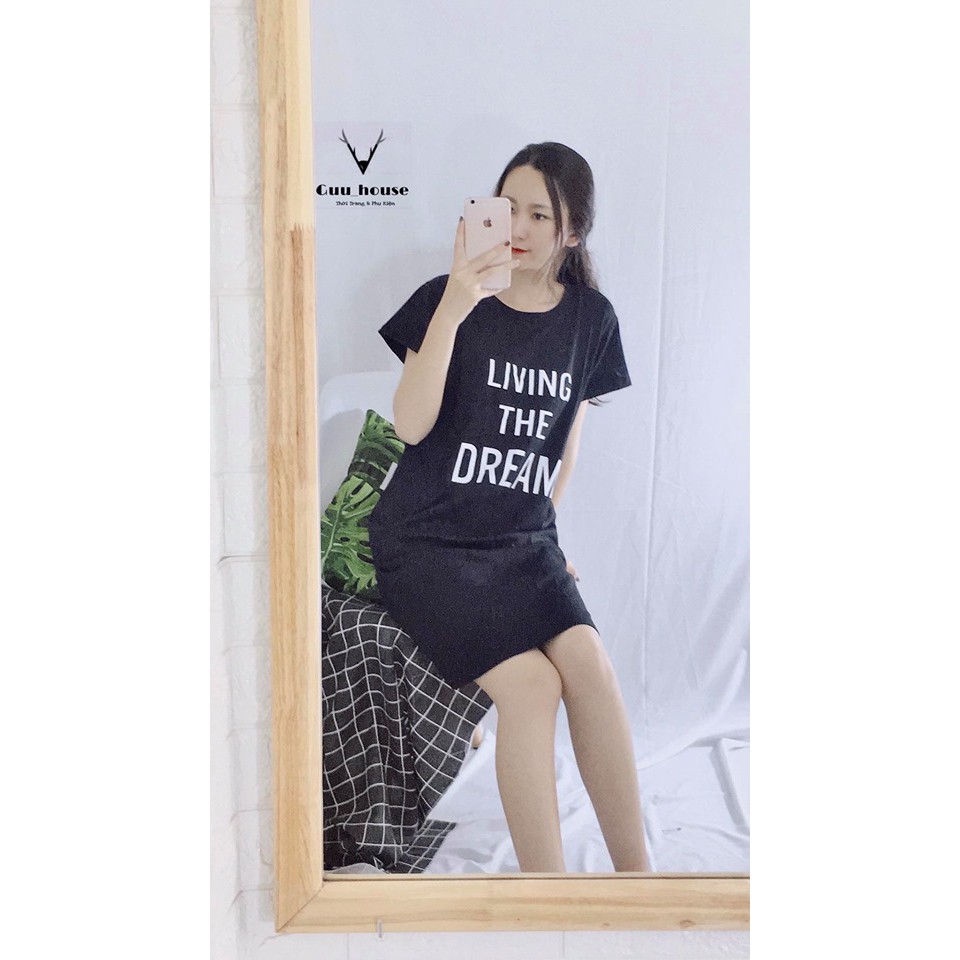 Đầm suông nữ Shynstores - váy xuông cotton cổ tròn form rộng vải đẹp freeship | BigBuy360 - bigbuy360.vn