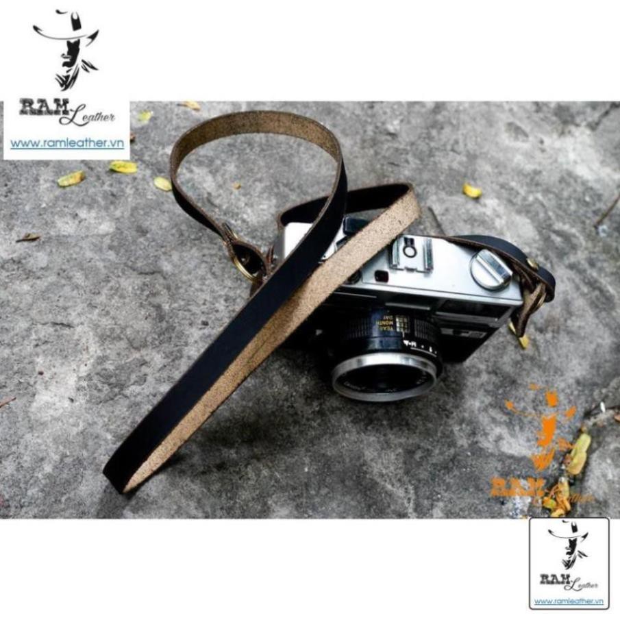 DÂY MÁY ẢNH DA BÒ ĐEN MỘC MẠC VINTAGE – RAM A2 BLACK ,