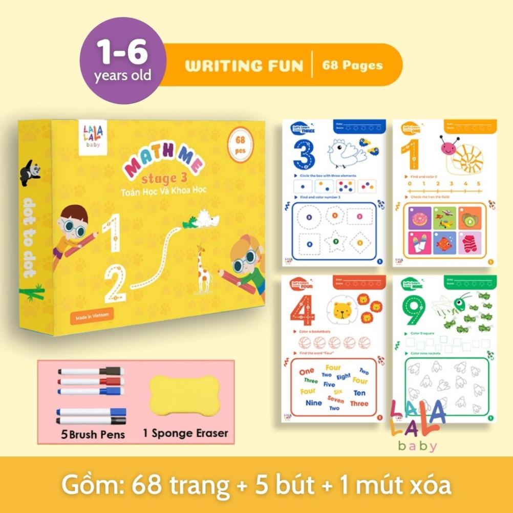 Sách vẽ thông minh cho bé xóa được, học liệu giáo dục sớm thương hiệu Lalala Baby 68 Trang