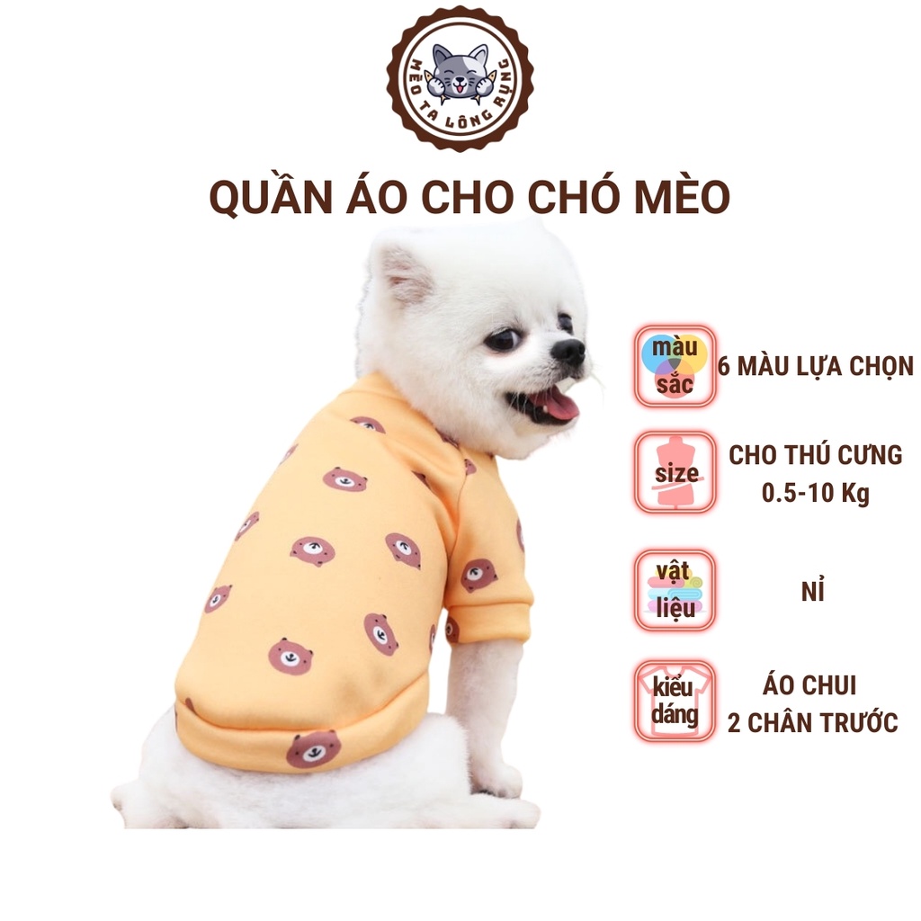 Quần Áo Cho Chó Mèo Thú Cưng Nỉ 100% Vải Mềm Mại, Thấm Hút Mồ Hôi, Co Giãn 4 Chiều Từ 500 Gram Đến 10 Kg