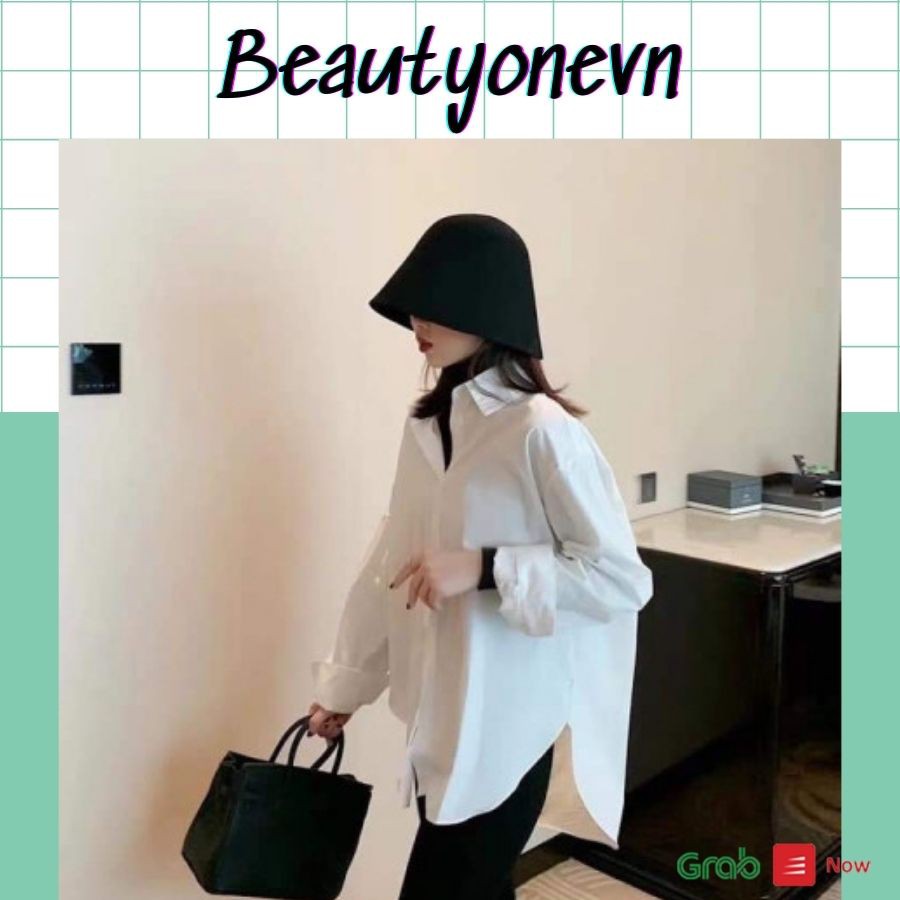 Áo sơ mi nữ trắng dài tay chất lụa hàn dáng suông TRƠN Basic Unisex ( ảnh thật/ video shop tự quay )