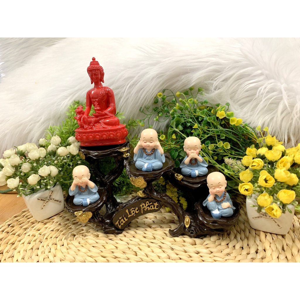 Full Set Phật Tổ và các đệ tử La Hán tọa đế Tài Lộc Phát (Hình Thật)