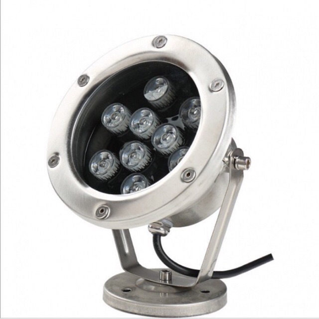 Đèn LED âm nước 9w (chiếu pha) đổi màu chiếu sáng bể cá, hồ bơi đài phun nước tiểu cảnh hòn non bộ sân vườn công viên