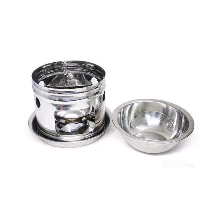 Bếp cồn + nồi lẩu 1 người , Bộ Nồi lẩu 1 Người Ăn Inox Kèm Bếp Cồn Dùng Cho Quán Ăn - An Toàn, Tiện Lợi