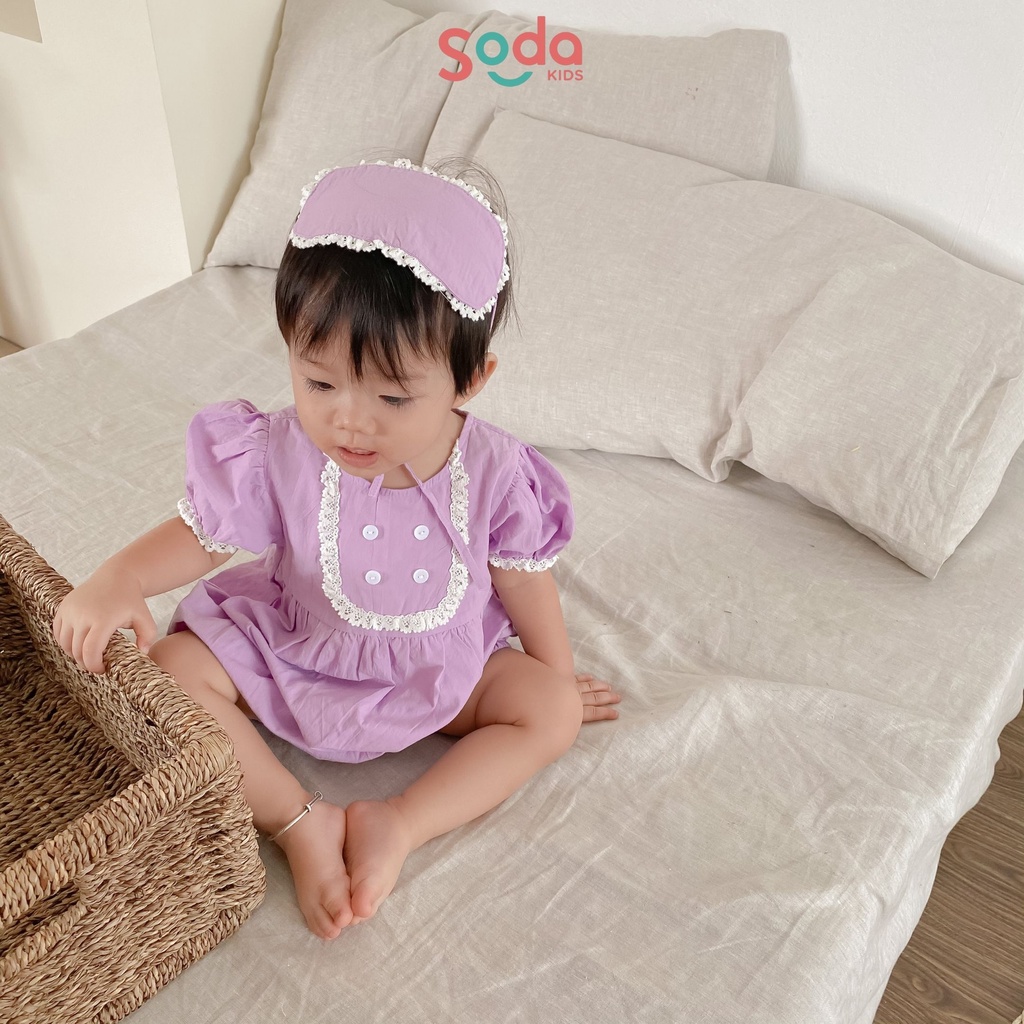 Bộ liền bé gái SODA KIDS Mina kèm băng đô chóp (02 màu)