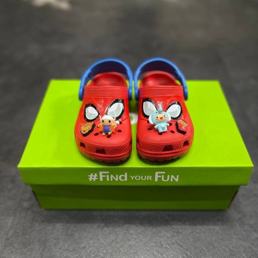 DEPCROSS Dép Cross cho bé trai Band Classic Croos Spider Man Kids Hàng Chính Hãng Size 24 Đến 35 - Tặng 6 sticker Suc bi