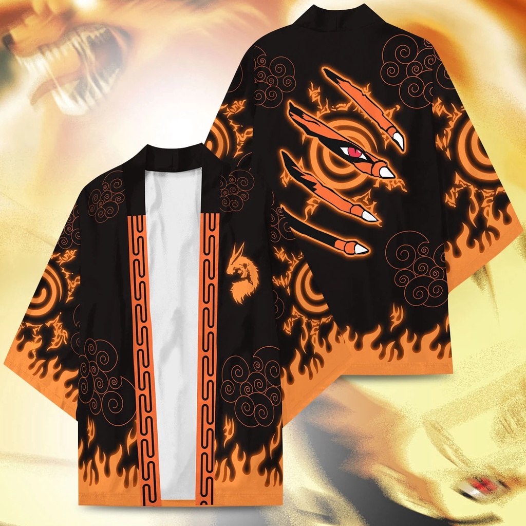 Áo Khoác Kimono Biểu Tượng Anime Konoha Hokage Kurama Uchiha Sharingan