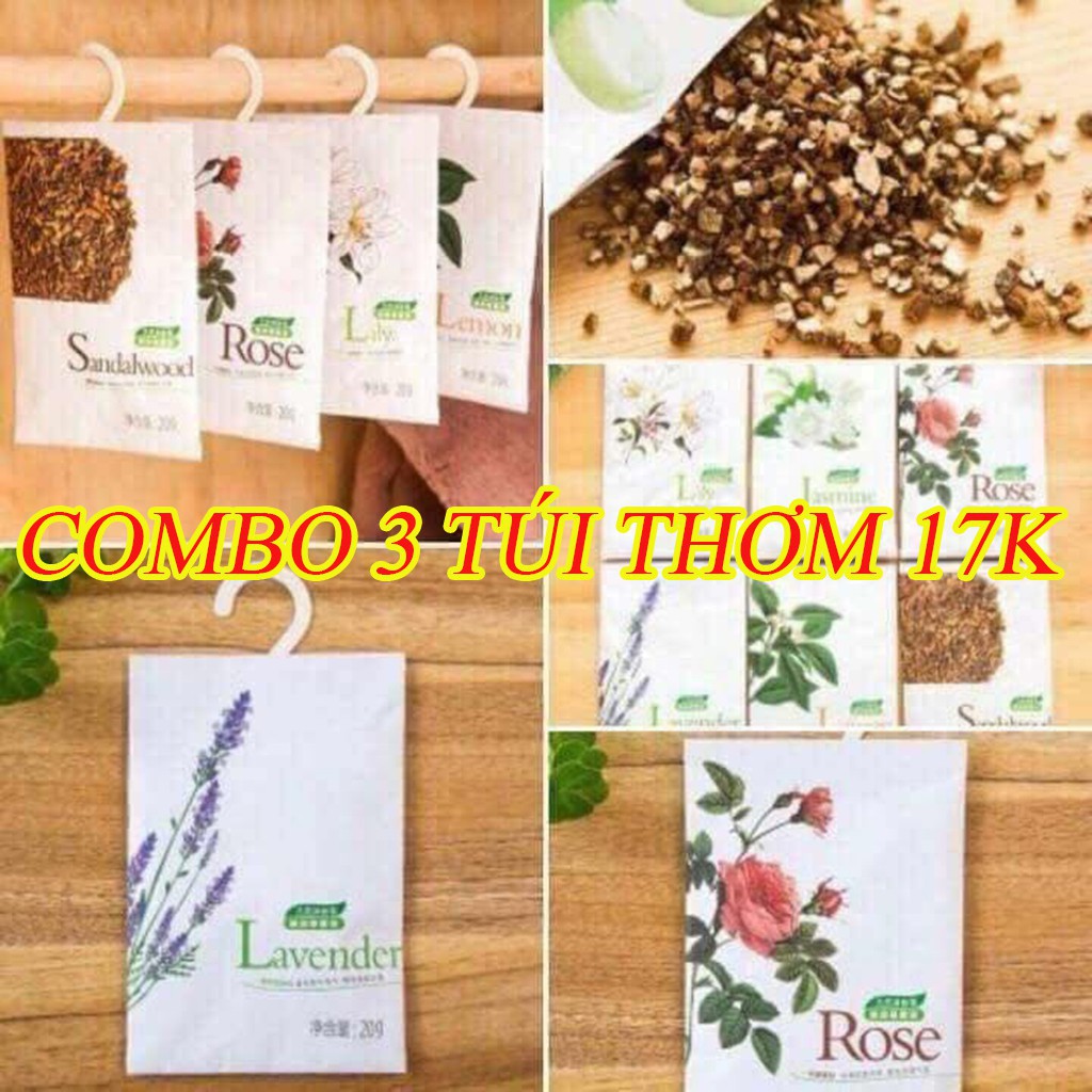 [Hot]-Combo 3 Túi Thơm Thảo Dược Nhiều Mùi Để Thơm Nhà Và Tủ Quần Áo