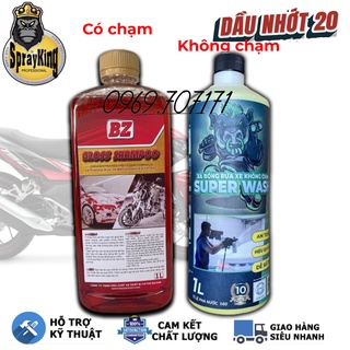 Combo nước rửa xe BZ và nước rửa xe không chạm Sprayking Super Wash 1L