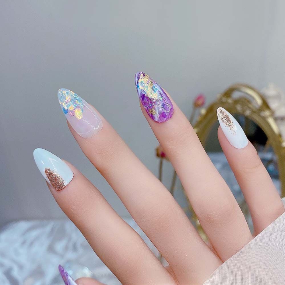 [Hàng mới về] Hộp kim sa mảnh giấy bóng kính aurora lấp lánh tỏa sáng cho trang trí móng nghệ thuật DIY