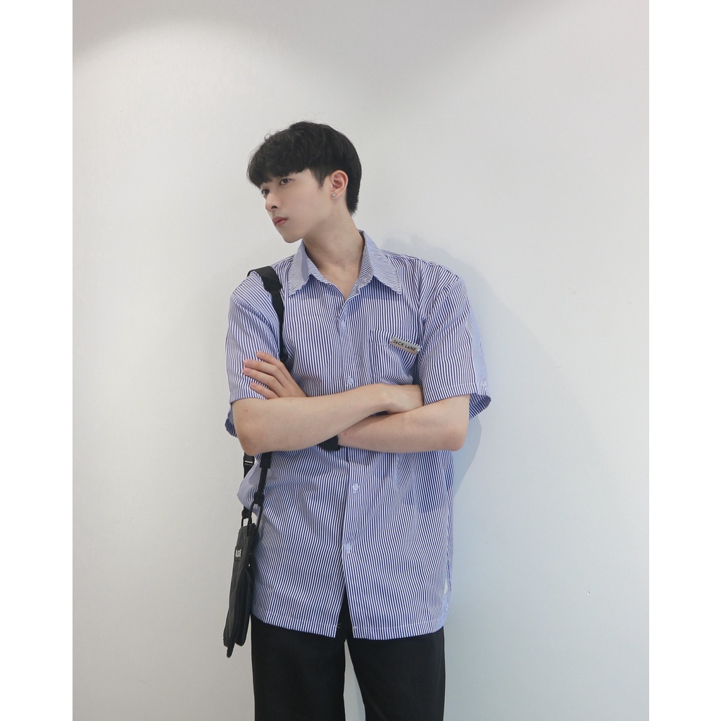 ÁO SƠMI CỘC TAY JACK LANE STRIPED, Áo sơ-mi kẻ sọc nam nữ form rộng, Local Brand JACK LANE