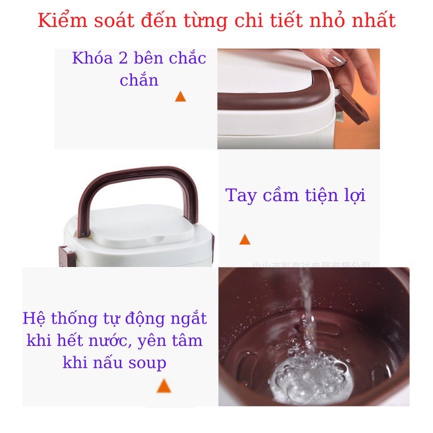 Hộp cơm cắm điện 2 tầng nấu chín thức ăn MaGic Bullet công suất 200W - Cà men ủ cơm  đi làm nấu chín thức ăn