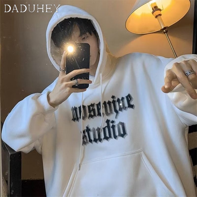 DaDuHey Men's American-Style Casual Three-Dimensional Embroidered Letters Slim Fit Fashion Tops