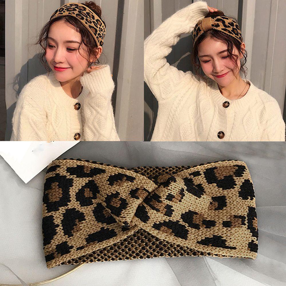 ROSE Băng Đô Len Họa Tiết Da Báo Thời Trang