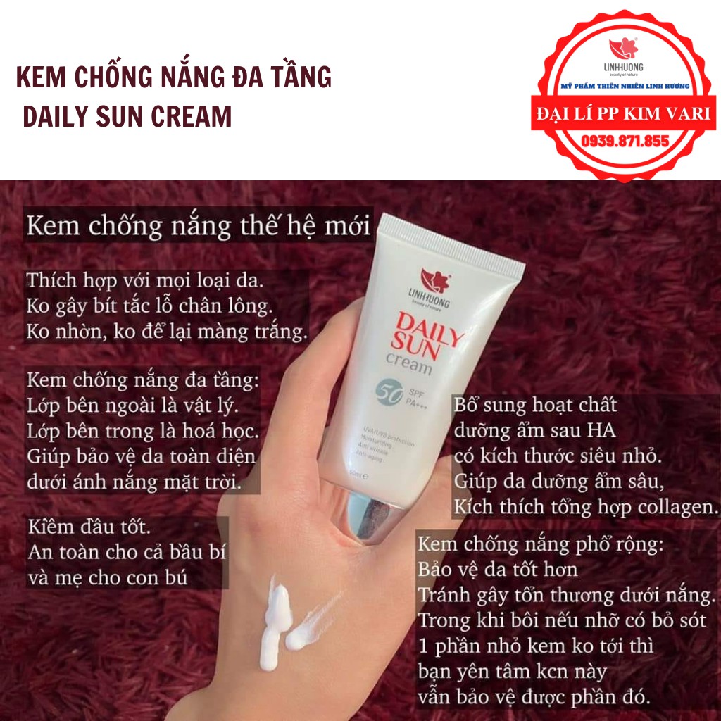 Kem Chống Nắng Linh Hương – Kem Chống Tia UVA UVB – Ngăn ngừa Nám Sạm – Không Bết Rít Không Nhờn Không Lộ Vân Kem