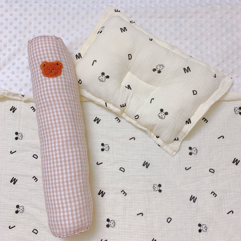 Gối lõm sơ sinh 2 mặt cao cấp Miseo.vn vải Xô Muslin chống méo đầu, bẹt đầu an toàn cho bé sơ sinh đến 2 tuổi