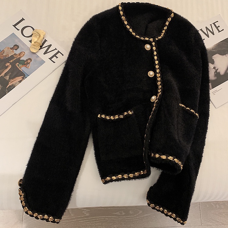 KHOÁC DẠ TWEED | Áo Khoác Cardigan Len Nữ Giả Dạ Tweed Cổ Tròn Dài Tay Dày Dặn Hàng Quảng Châu, Phong Cách Hàn Quốc