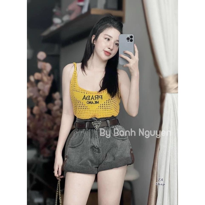 Áo len lưới 2 dây Pra...da