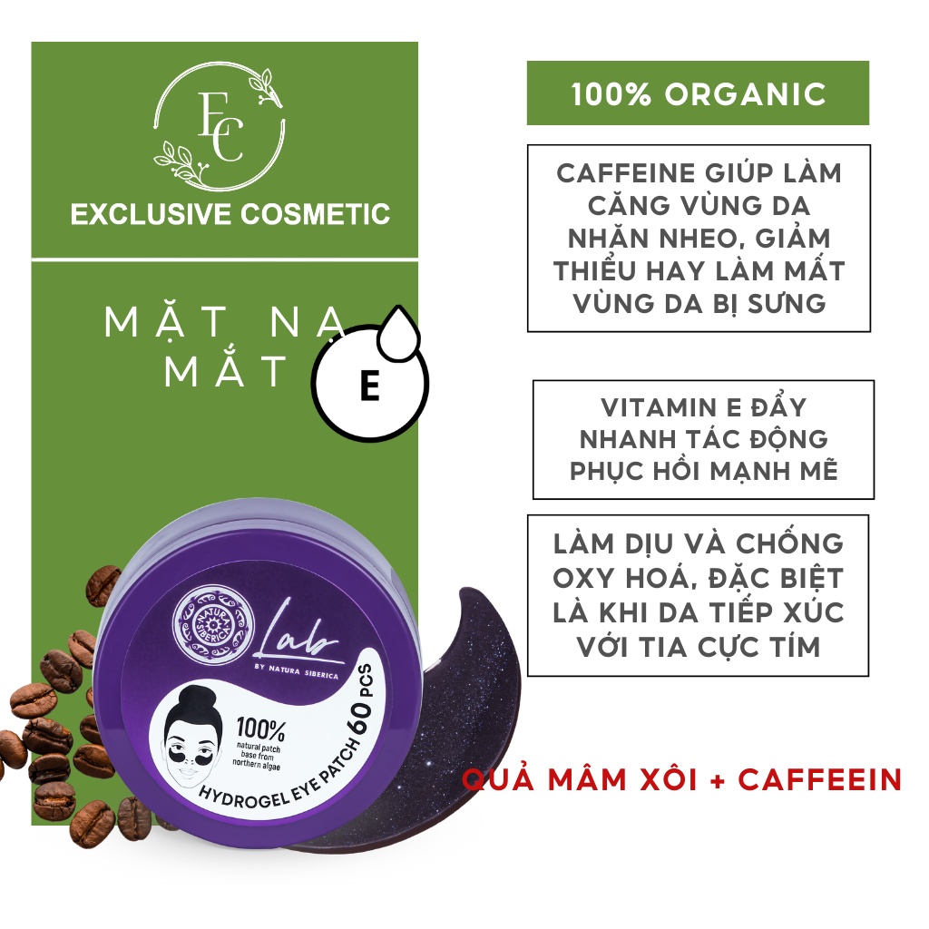 Mặt nạ mắt NATURA SIBERICA Biome Line dưỡng toàn diện cho vùng quanh mắt 60 miếng Super tonic eye patch